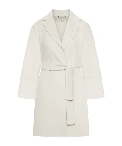 Max Mara Long Sleeve Coat In White
