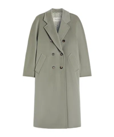 Max Mara Madame Wool Blend Double Breast Coat In Green