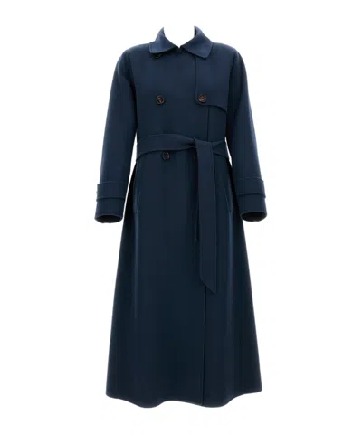 Max Mara Long Sleeve Coat In Blue