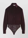 Max Mara Long Sleeve Collared Sheer Bottom Shirt In Black