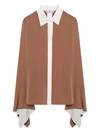 Max Mara Long-sleeve Color-block Shirt In Brown