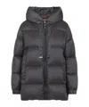 Max Mara Puffy Grey Down Jacket With Adjustable Hood In Black
