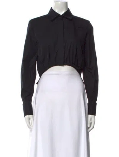 Pre-owned Max Mara Long Sleeve Crop Top In Black