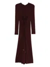 Max Mara Long-sleeve Drawstring Dress In Burgundy