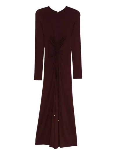 Max Mara Long-sleeve Drawstring Dress In Burgundy