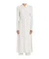 Max Mara White Maxi Dress With Classic Collar And Belted Waist