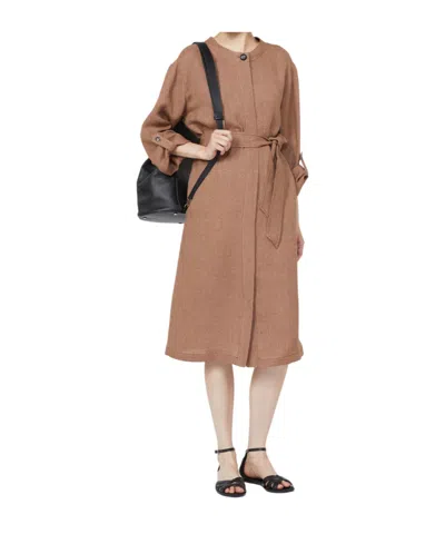 Max Mara Long Sleeve Dress In Brown