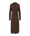 Max Mara Tortona Belted Midi Shirt Dress In Red