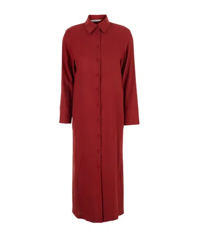 Max Mara Buttoned Long-sleeve Dress In Red