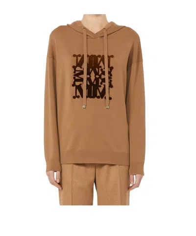 Max Mara Long Sleeve Hoodie In Brown
