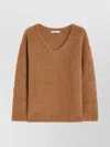 Max Mara Long Sleeve Knitwear V-neckline In Brown