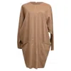 Max Mara Long Sleeve Midi Dress With Pockets In Brown Camel Wool In Neutral