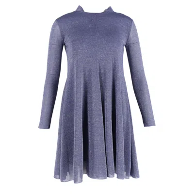 Pre-owned Max Mara Long Sleeve Mini Dress In Purple Polyester In Blue