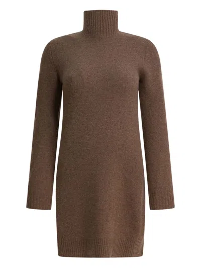 Max Mara Abito Corto In Filato Di Cachemire Stretch In Brown