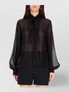 Max Mara Long Sleeve Pleated Blouse Bow Detail In Black