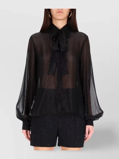 MAX MARA LONG SLEEVE PLEATED BLOUSE BOW DETAIL