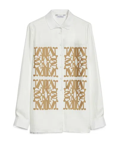 Max Mara Long Sleeve Printed Shirt In White