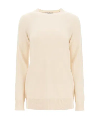 Max Mara Long Sleeve Round Neck Pullover In White