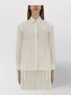 Max Mara Long Sleeve Sheer Shirt With Pointed Collar In White