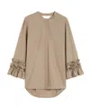 Max Mara Cotton Poplin Flared-sleeve Favola Shirt In Brown