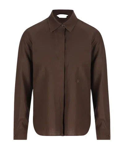 Max Mara Long Sleeve Shirt In Coffee.