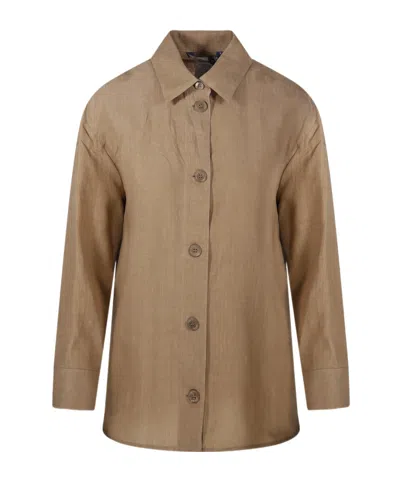 Max Mara Long Sleeve Shirt In Brown