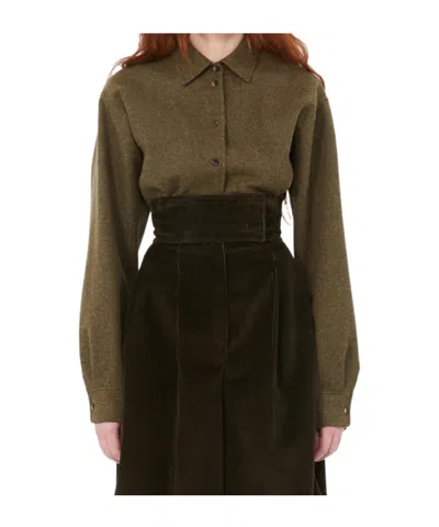 Max Mara Long Sleeve Shirt In Brown