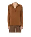 Max Mara Long Sleeve Shirt In Brown