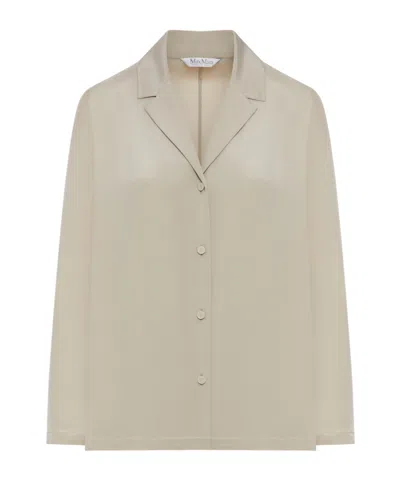 Max Mara Bowling Collar Long-sleeve Shirt In Neutral