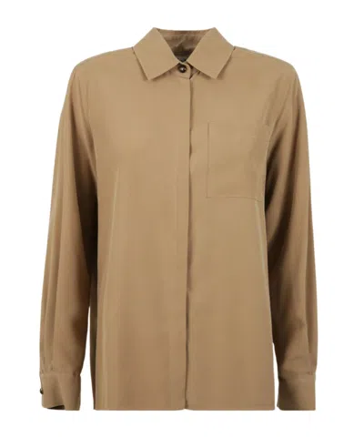 Max Mara Long Sleeve Shirt In Brown