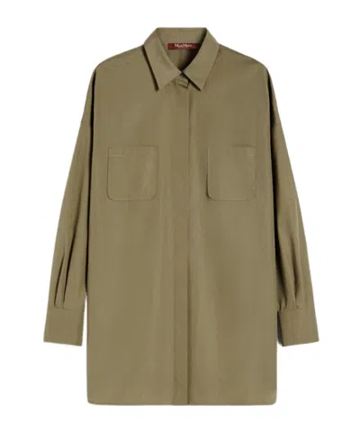Max Mara Long Sleeve Shirt In Khaki