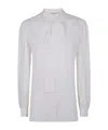 Max Mara Tie-neck Puff-sleeve Shirt In White