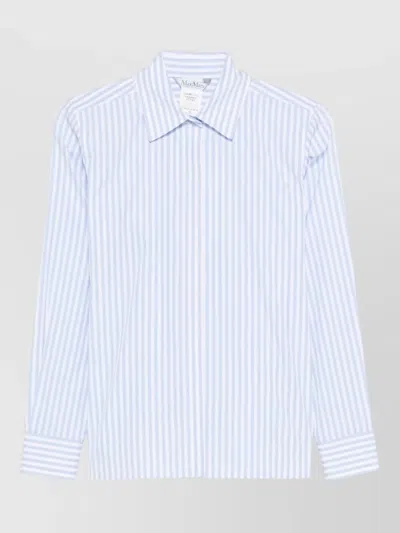 Max Mara Long Sleeve Striped Shirt Buttoned Cuffs In Blue