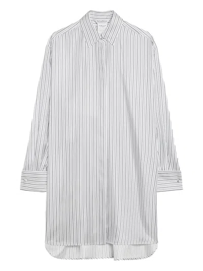 Max Mara Monviso Oversized Striped Silk Shirt In White