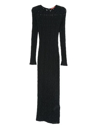 Max Mara Long-sleeve Textured Dress In Black