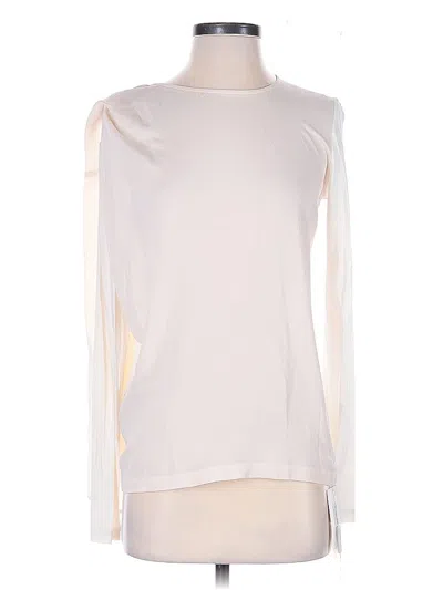 Pre-owned Max Mara Long Sleeve Top Ivory Boatneck Tops In White