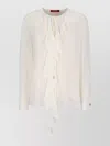 Max Mara Epoica Shirt With Ruffles Without Collar In White