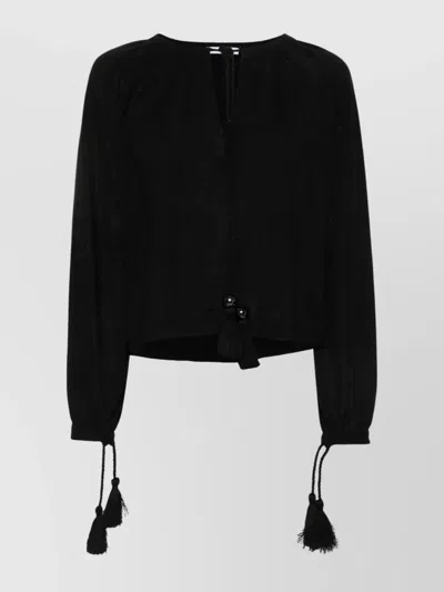MAX MARA LONG SLEEVE TOP WITH TASSEL AND KEYHOLE