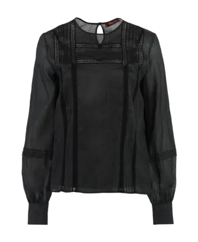 Max Mara Long-sleeved Blouse In Black