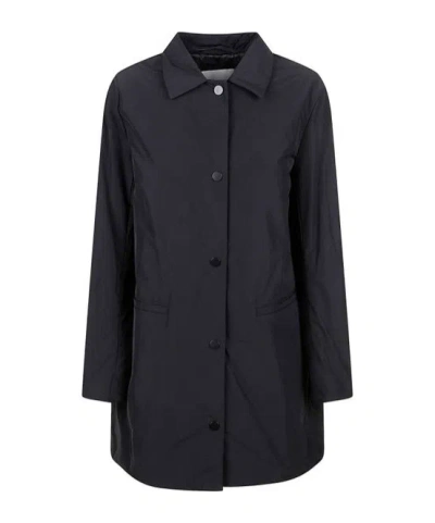 Max Mara Long-sleeved Button-up Coat In Black