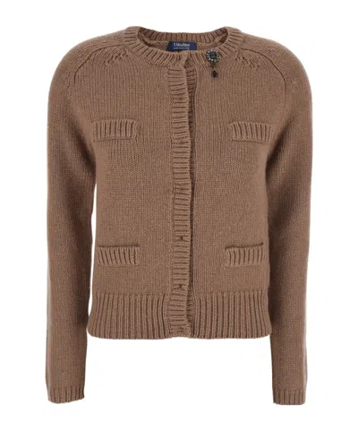 Max Mara Long-sleeved Cardigan In Brown