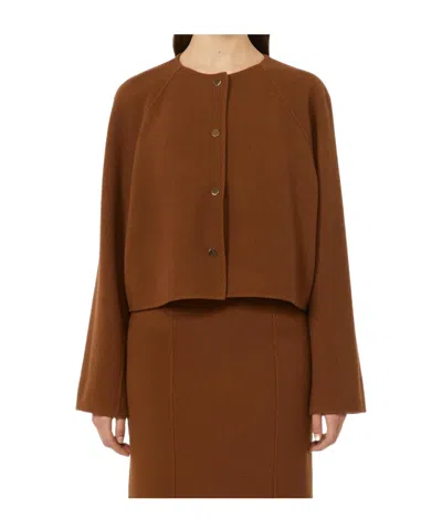 Max Mara Long-sleeved Cardigan In Brown
