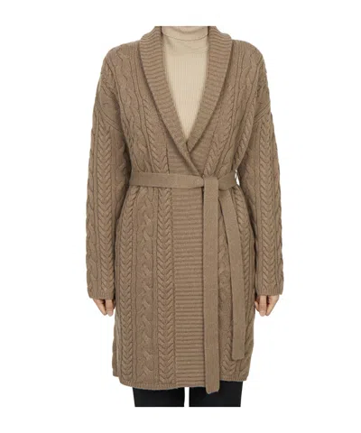 Max Mara Long-sleeved Cardigan In Brown