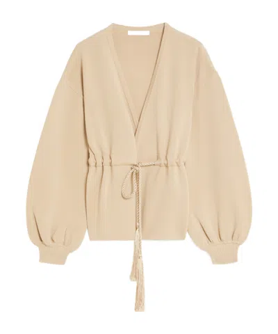 Max Mara Long-sleeved Cardigan In Nude