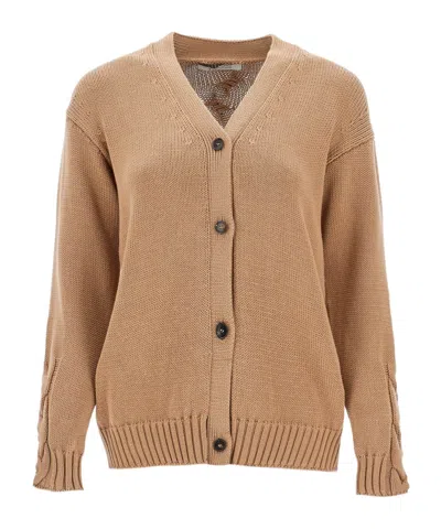 Max Mara Long-sleeved Cardigan In Nude