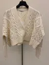 Max Mara Musica Cable-knit Wool And Cashmere Cardigan In Nude