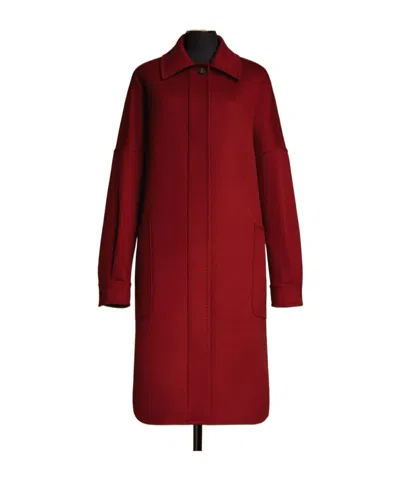Max Mara Long-sleeved Cashmere Coat In Red