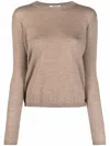 Max Mara Long-sleeved Cashmere-knit Sweater In Brown