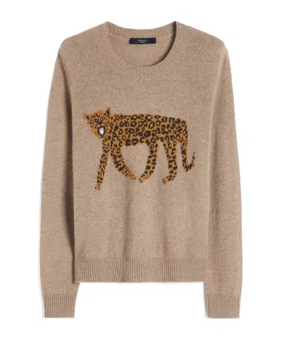 Max Mara Long-sleeved Cashmere Sweater In Brown