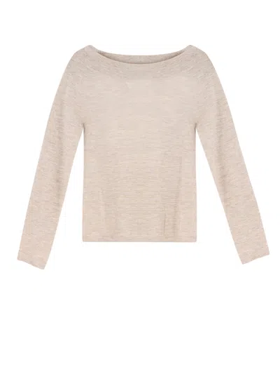 Max Mara Long-sleeved Cashmere Sweater In Brown